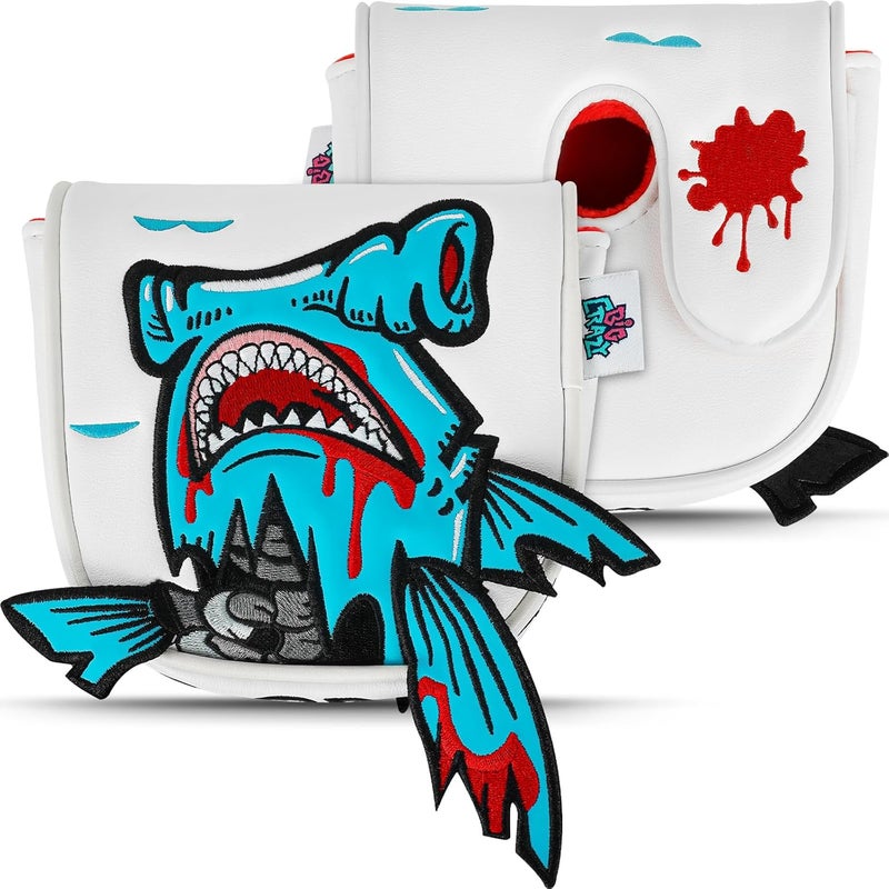 Big Crazy Golf Head Covers, Golf Club Covers Funny, Driver Headcovers, Golf Club Covers, Fairway Woods Head Covers, Hybrids Headcover, Putter Cover with Soft Lining for Golf Gift Hammerhead Sharks - Image 1